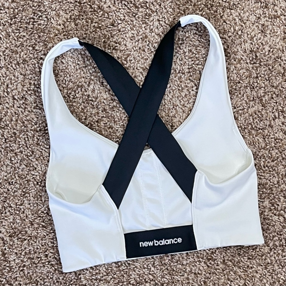 New Balance White and Black Sports Bra - Picture 5 of 9